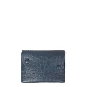 IL BISONTE Croc Embossed Leather Cardholder Women BLUE Wallets & Small Leather